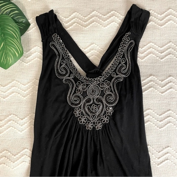 Silver & Black Womens Knotted Back Tank Top Blouse - Picture 1 of 6